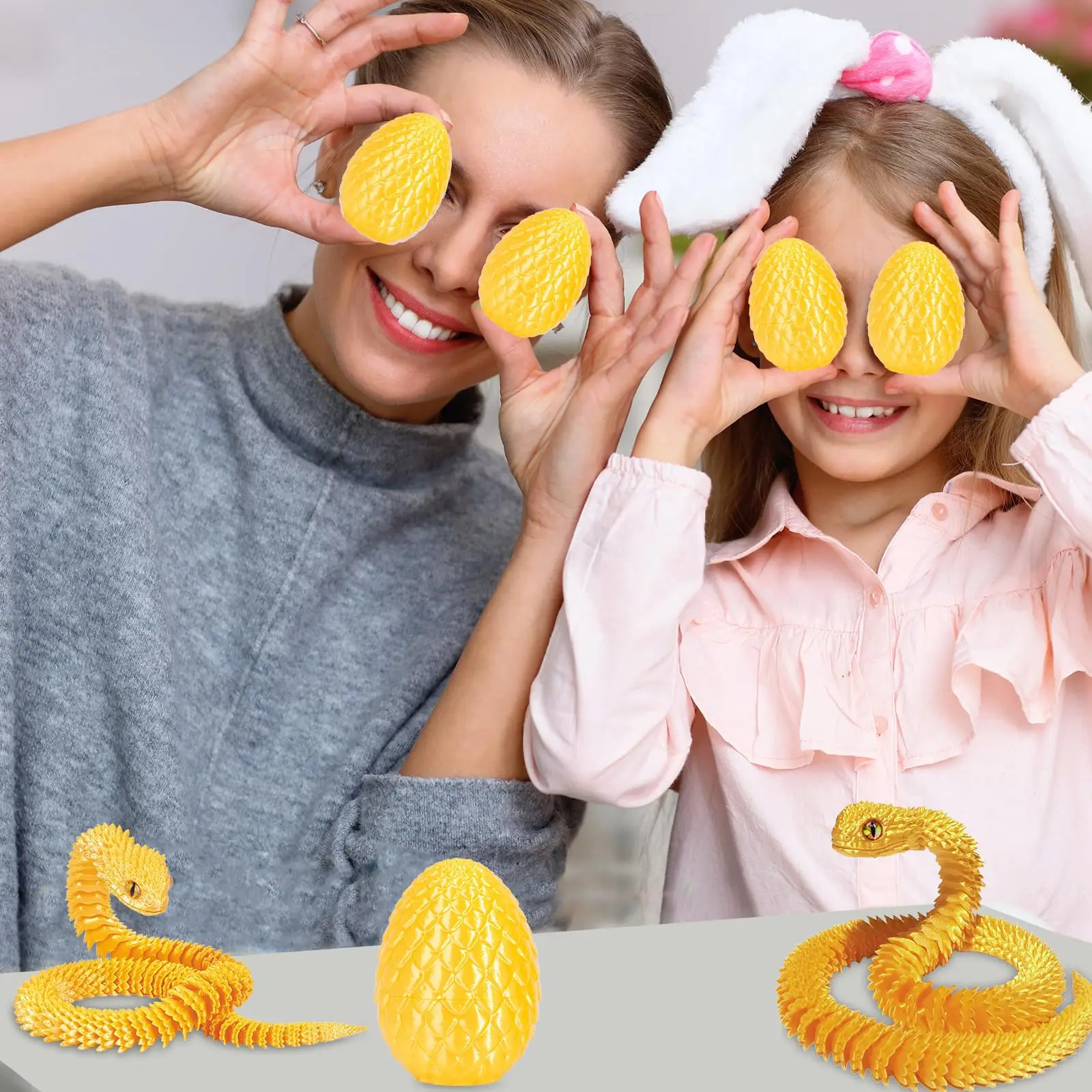 3D Printed Snake Egg With Flexible Inner Hinge Animal Toy, Movable Joint Surprise Egg Desktop Home Decoration - Image 6