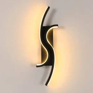LED Wall Applique, Black Interior Wall Lamp, Warm White Light 3000K Modern Curve for Bedroom, Living Room, Corridor, 3000K