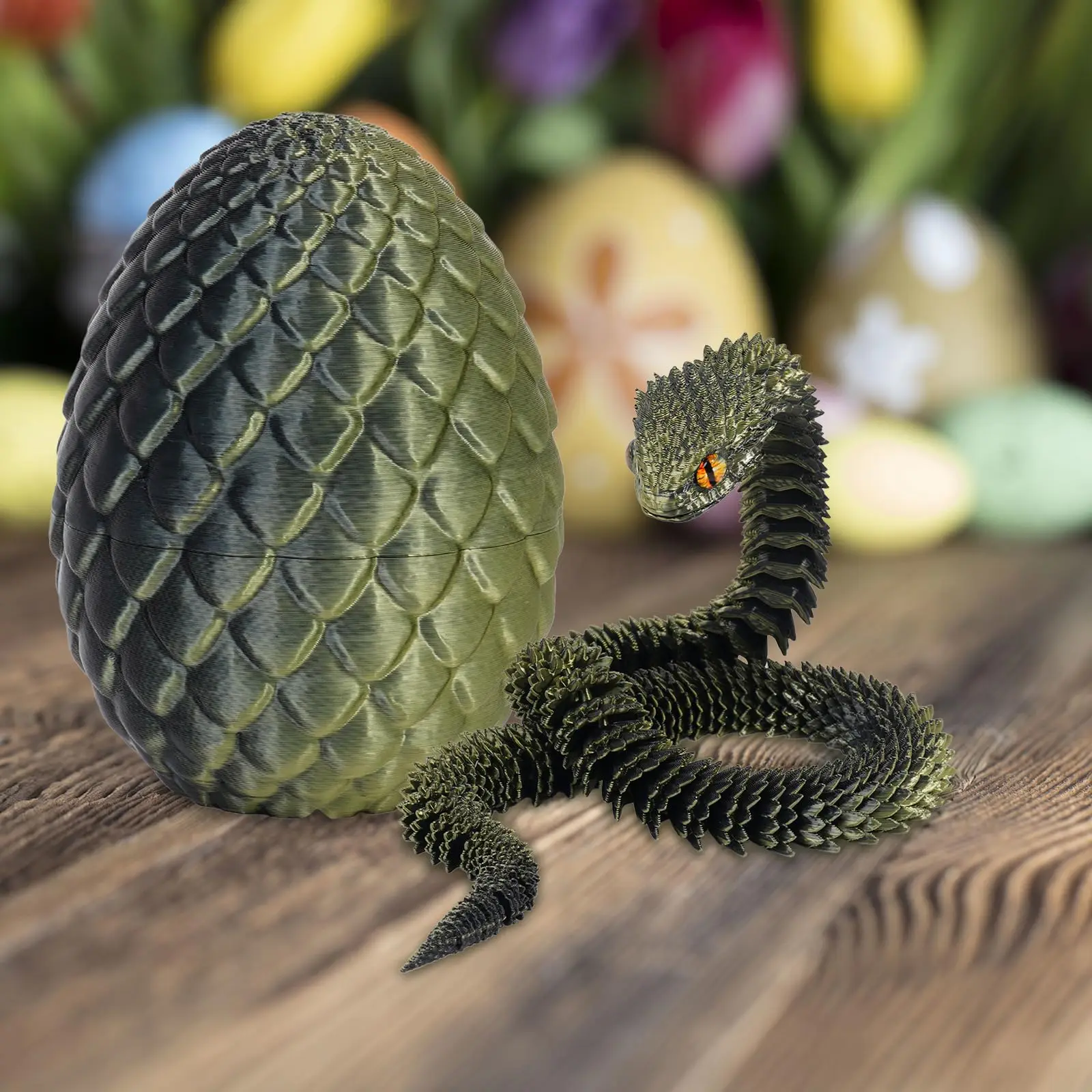 3D Printed Snake Egg With Flexible Inner Hinge Animal Toy, Movable Joint Surprise Egg Desktop Home Decoration - Image 3