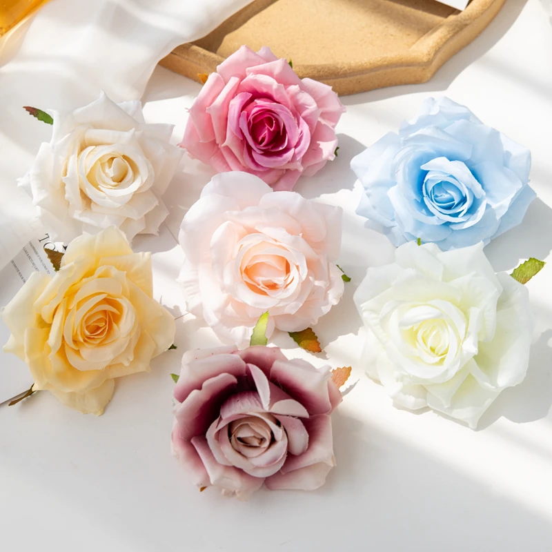 100PC 10CM Wholesale Artificial Flowers for Scrapbook Christmas Home Decor Wedding Garden Rose Arch Fake Silk Head Candy Box - Image 4
