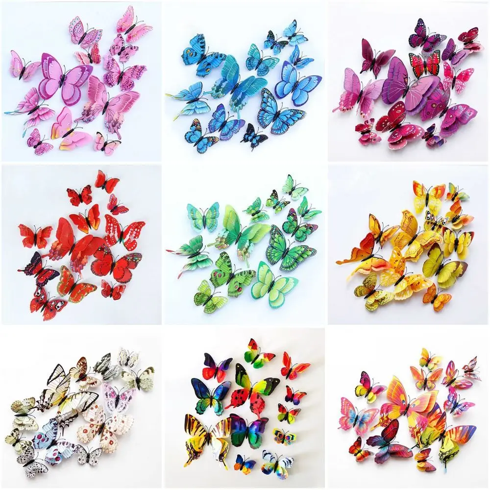 12pcs Universal 3D Butterfly Stickers Butterfly Home Decorative Butterfly Wedding Decor Colorful Cute Wall Stickers Office - Image 2