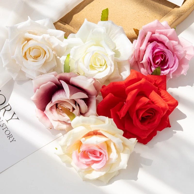 100PC 10CM Wholesale Artificial Flowers for Scrapbook Christmas Home Decor Wedding Garden Rose Arch Fake Silk Head Candy Box - Image 5