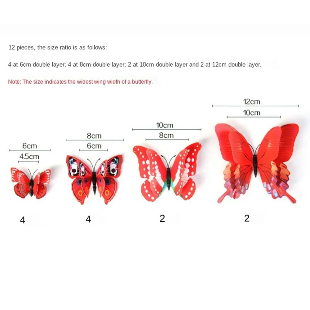 12pcs Universal 3D Butterfly Stickers Butterfly Home Decorative Butterfly Wedding Decor Colorful Cute Wall Stickers Office - Image 6