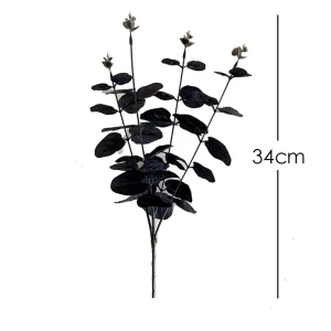 1-10pcs Black Eucalyptus Leaf Artificial Plants Diy Christmas Fake Plant Flower Bouquet Ornament Home Garden Party Wedding Decor