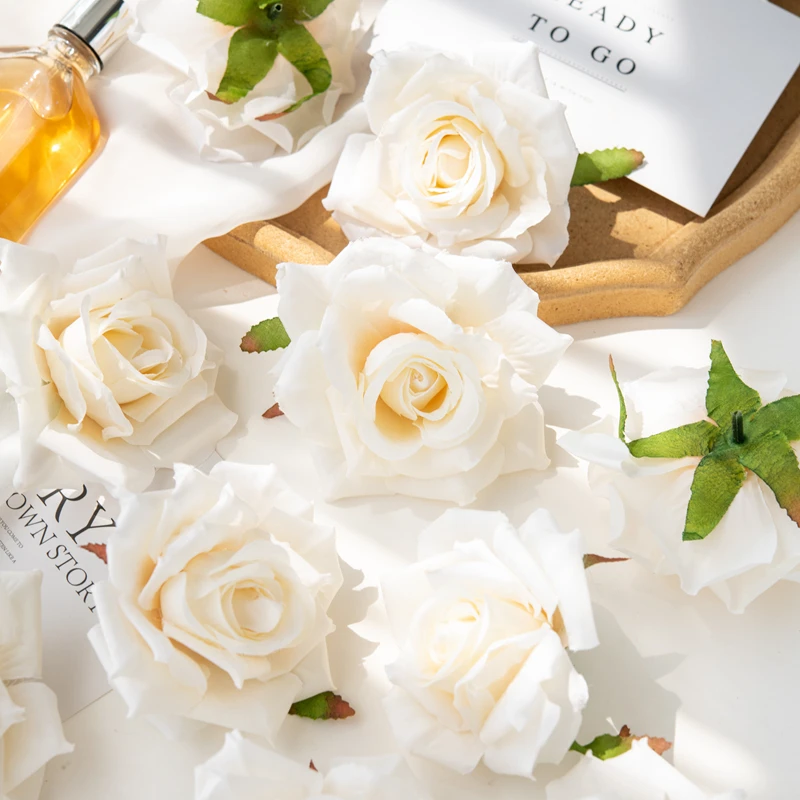 100PC 10CM Wholesale Artificial Flowers for Scrapbook Christmas Home Decor Wedding Garden Rose Arch Fake Silk Head Candy Box - Image 2