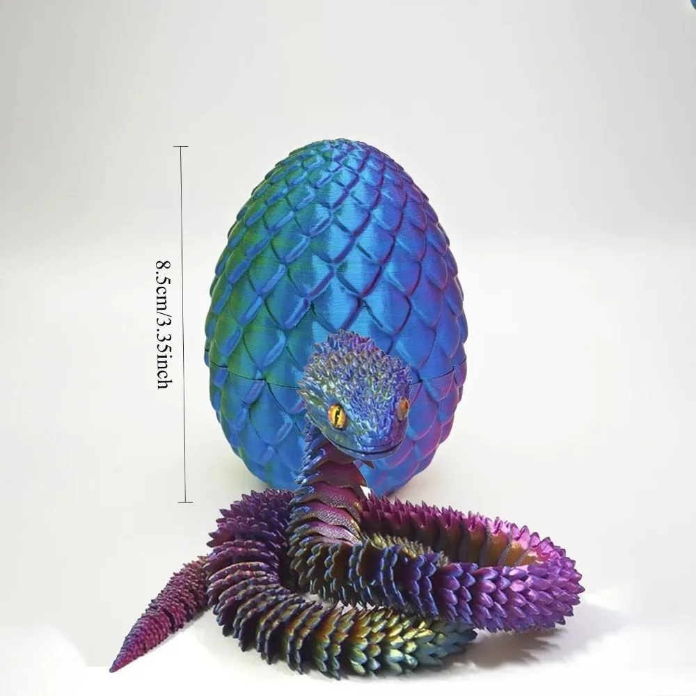 3D Printed Snake Egg With Flexible Inner Hinge Animal Toy, Movable Joint Surprise Egg Desktop Home Decoration - Image 2