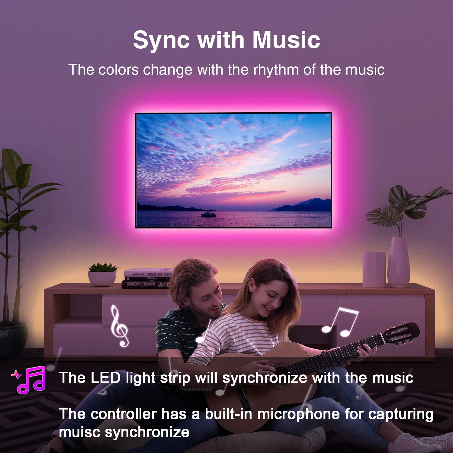 Led Strip Lights Music Sync Led Lights Room with APP Control, Flexible Ribbon Tape Lights for Home Party Decor TV Backlight - Image 4