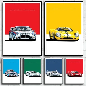 Retro Racing GTR Car Vintage Sports Car, Wall Art, HD Canvas Print Poster, Home, Room Office, Decoration Supplies